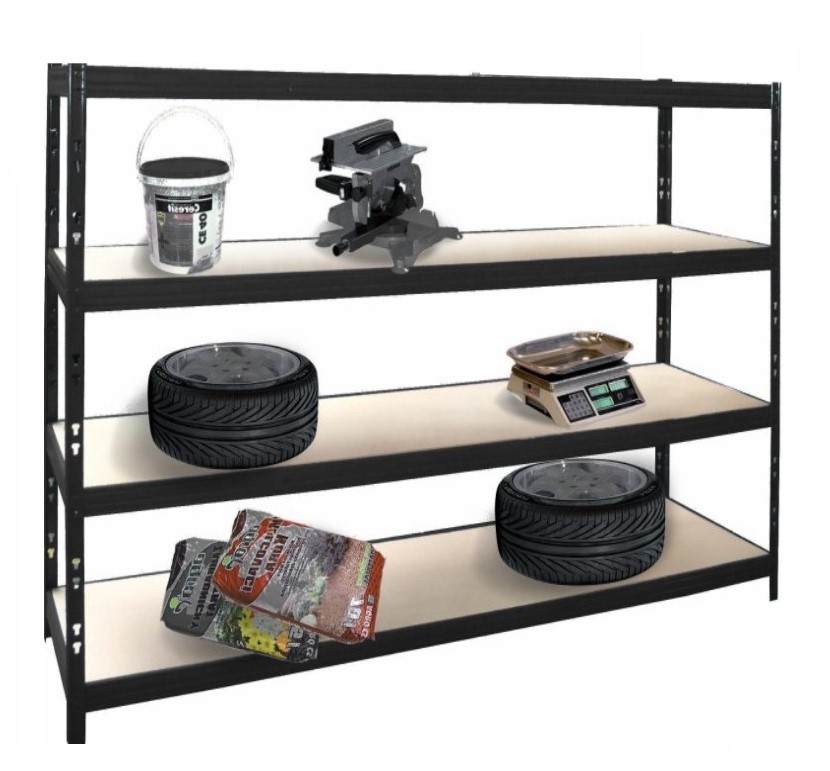 Vysokozátěžový regál 4 - policový lakovaný 180x120x60 450Kg/police,černá